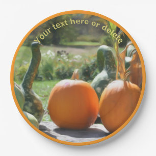 Gourds And Pumpkins Fall Art Personalized Party Paper Plate