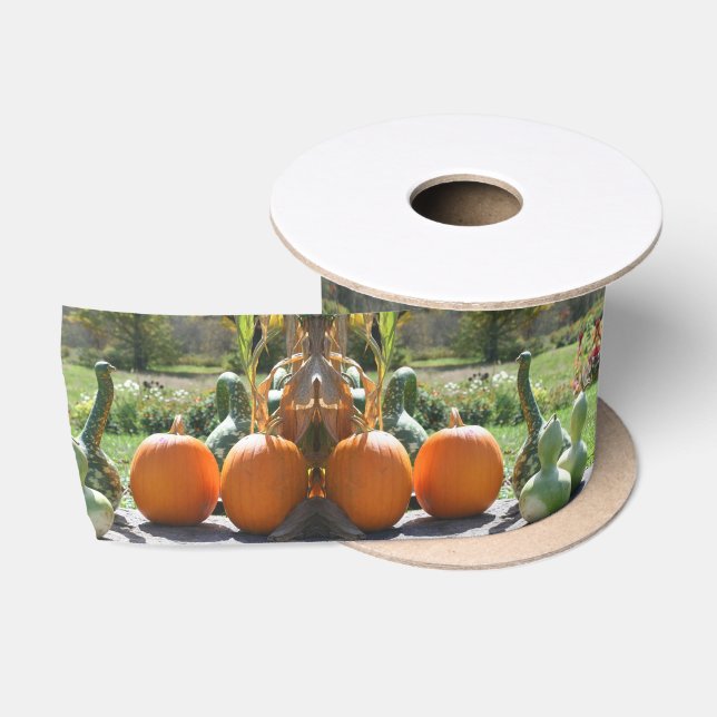 Gourds And Pumpkins Farm Stand 2 Fall Satin Ribbon (Spool)