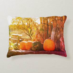 Gourds And Pumpkins Farm Stand Abstract Accent Pillow