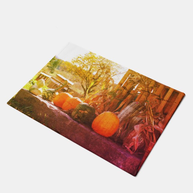 Gourds And Pumpkins Farm Stand Abstract  Doormat (Angled)