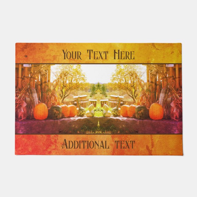 Gourds And Pumpkins Farm Stand Personalized Doormat (Front)