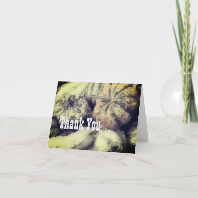Gourds Black White Partial Colour Thank You Card (Front)