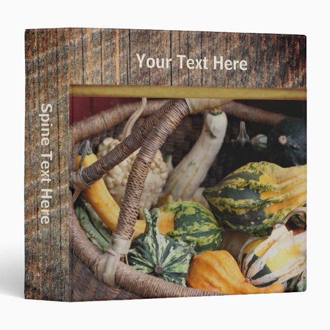 Gourds In Wicker Basket Fall Personalized Binder (Front/Spine)