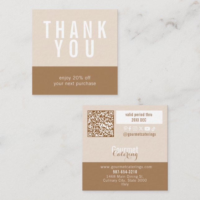 Gourmet Catering Square Discount Card (Front/Back)