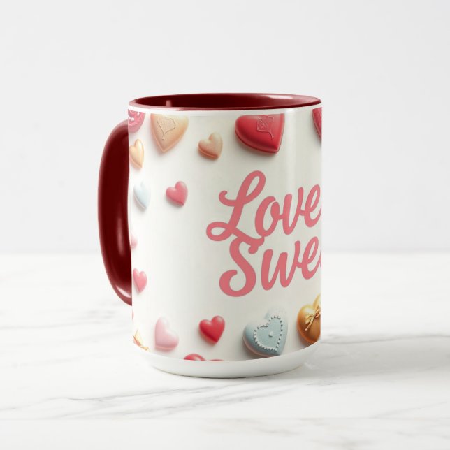 Gourmet Chocolate Valentine "Love Is Sweet" Mug (Front Left)