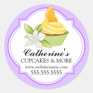 Gourmet Cupcake Lilac Bakery Box Seals