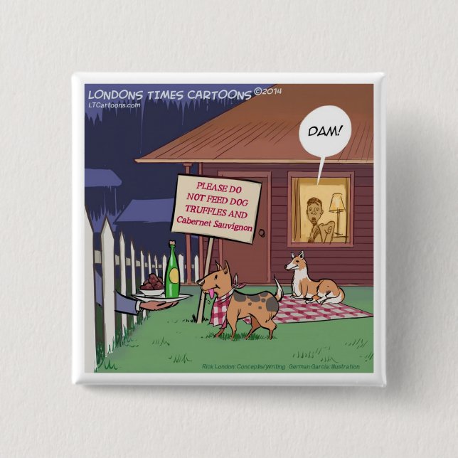Gourmet Dogs Funny 2 Inch Square Button (Front)