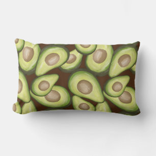 Gourmet Fresh Cut Vegan Avacados Lumbar Pillow
