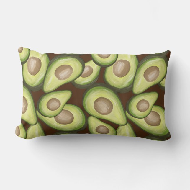 Gourmet Fresh Cut Vegan Avacados Lumbar Pillow (Front)