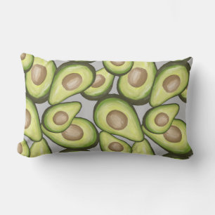Gourmet Fresh Cut Vegan Avacados Lumbar Pillow