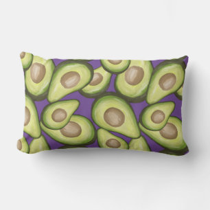 Gourmet Fresh Cut Vegan Avacados Lumbar Pillow