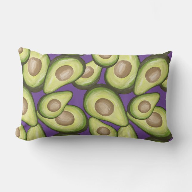 Gourmet Fresh Cut Vegan Avacados Lumbar Pillow (Front)