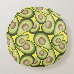 Gourmet Fresh Cut Vegan Avacados Round Pillow