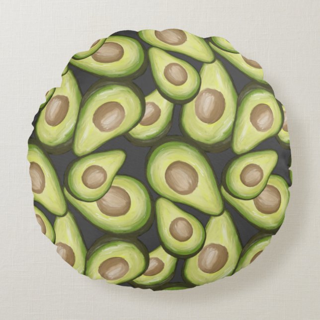 Gourmet Fresh Cut Vegan Avacados Round Pillow (Front)
