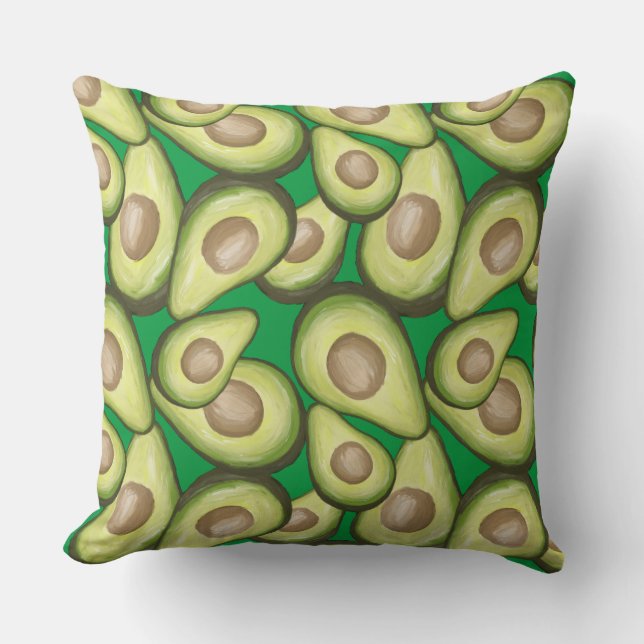 Gourmet Fresh Cut Vegan Avacados Throw Pillow (Front)