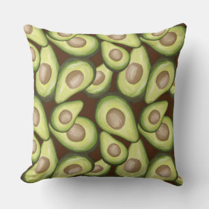 Gourmet Fresh Cut Vegan Avacados Throw Pillow