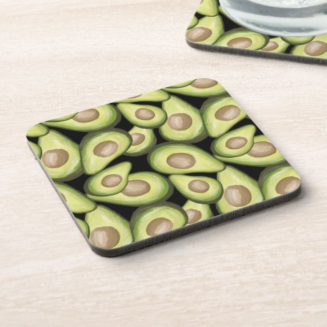 Gourmet Fresh Cut Vegan Avocado Pattern Coaster (Left Side)