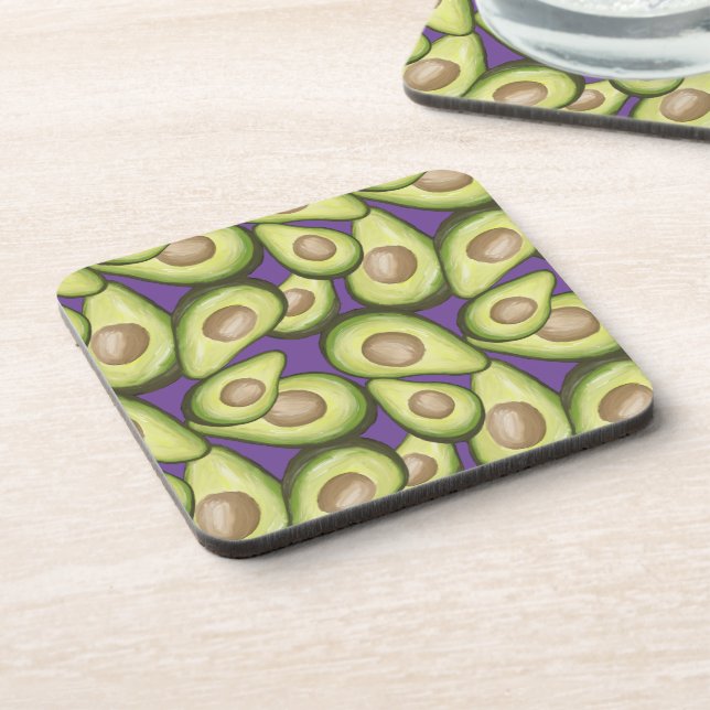 Gourmet Fresh Cut Vegan Avocado Pattern Coaster (Left Side)