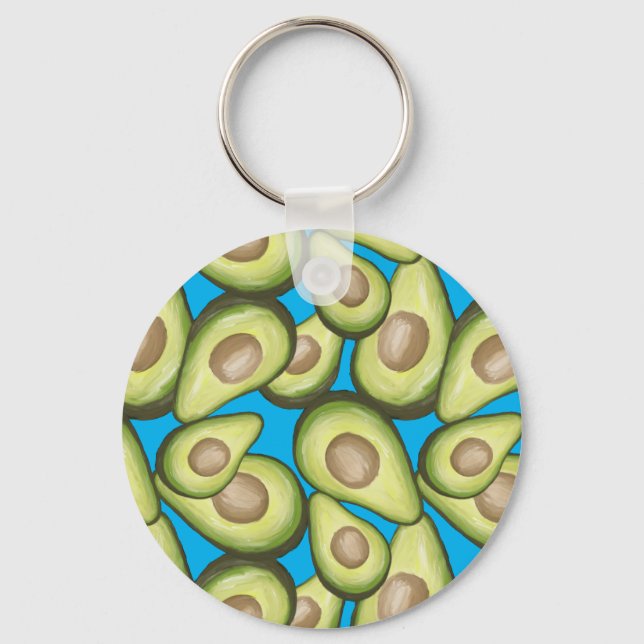Gourmet Fresh Cut Vegan Avocado Pattern Keychain (Front)