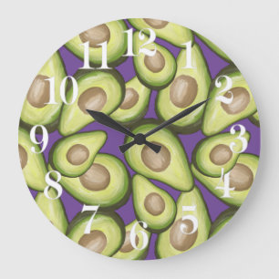 Gourmet Fresh Cut Vegan Avocado Pattern Large Clock