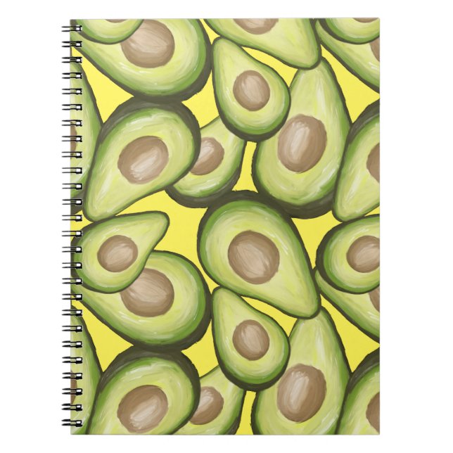 Gourmet Fresh Cut Vegan Avocado Pattern Notebook (Front)