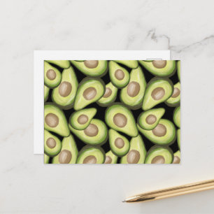Gourmet Fresh Cut Vegan Avocado Pattern Postcard