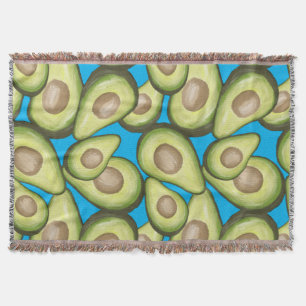 Gourmet Fresh Cut Vegan Avocado Pattern Throw Blanket