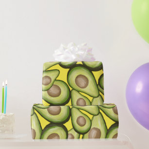Gourmet Fresh Cut Vegan Avocado Pattern Wrapping Paper