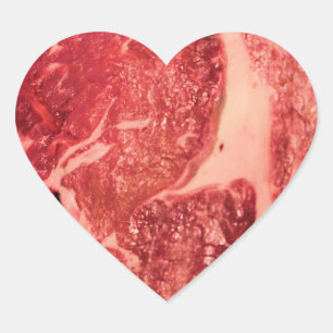 Gourmet Grill Master Ribeye Steak Photo Heart Sticker