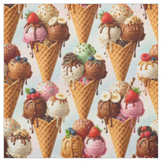 Gourmet Ice Cream Cones Seamless Fabric