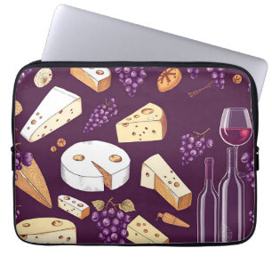 Gourmet Wine and Cheese Pairing Vintage Hand-Drawn Laptop Sleeve