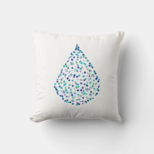 Goutte d'Eau Gouttelettes Coussin Turquoise Jeté O