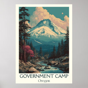 Government Camp OR Vintage Mt. Hood Ski Art Poster