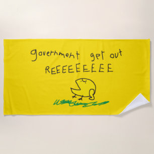 Government get out REE SNEKRIGHT Gadsden Flag Beach Towel