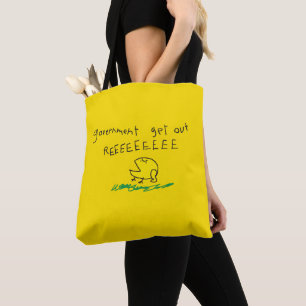 Government get out REE SNEKRIGHT Gadsden Flag Tote Bag