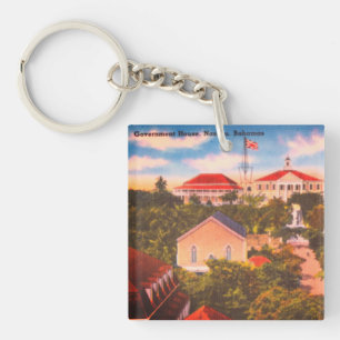 Government House, Nassau, Bahamas Vintage Photo Keychain