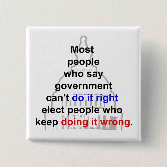 Government Right Wrong 2 Inch Square Button (Front)