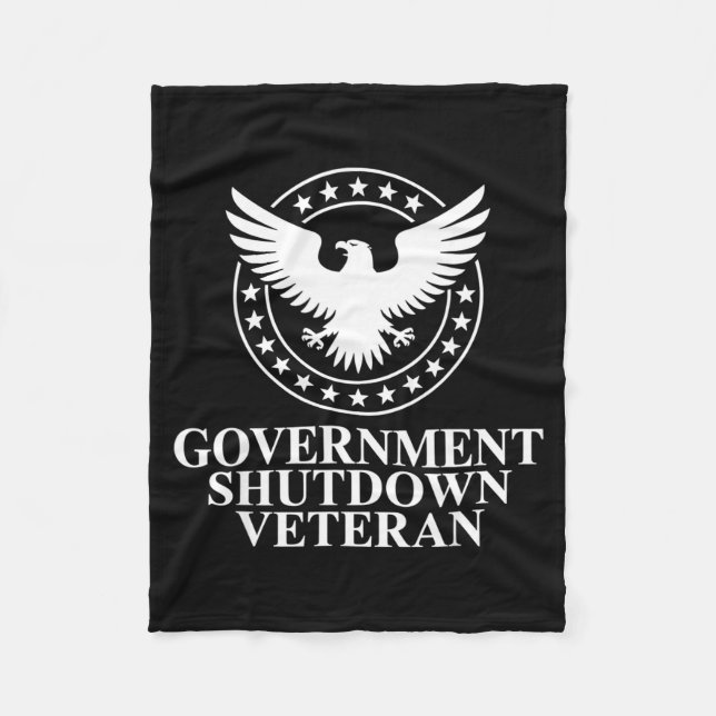 Government Shutdown Veteran Eagle Patriotic Litica Fleece Blanket (Front)