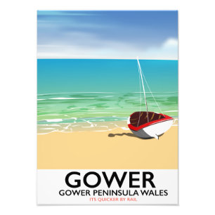 Gower Peninsula Wales beach poster