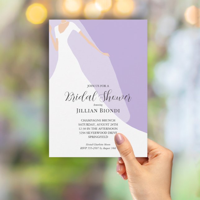 Gown on Lavender Bridal Shower Invitation (Creator Uploaded)