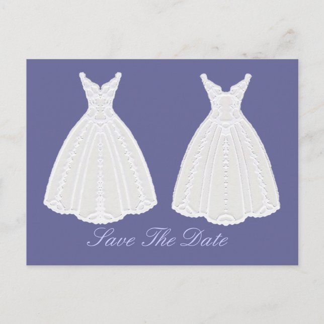 Gown Save The Date Commitment Ceremony Announcement Postcard (Front)
