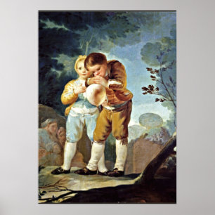 Goya - Children Blowing up Balloons Poster