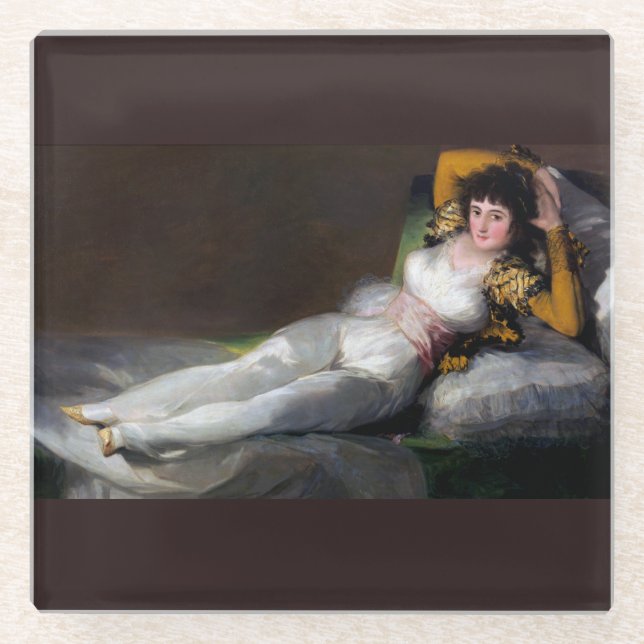 Goya Painting - Clothed Maja - La Maja Vestida Glass Coaster (Front)