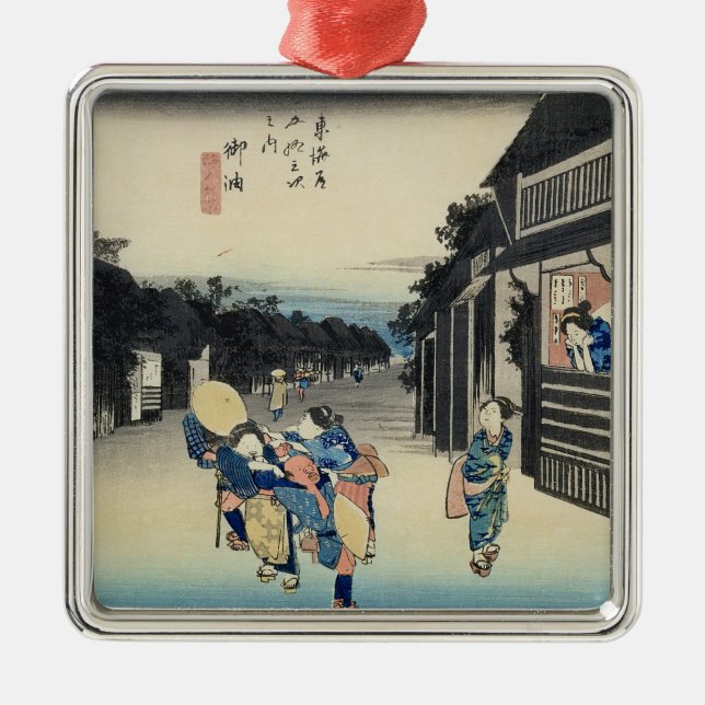 Goyu: Waitresses Soliciting Travellers Metal Ornament (Front)