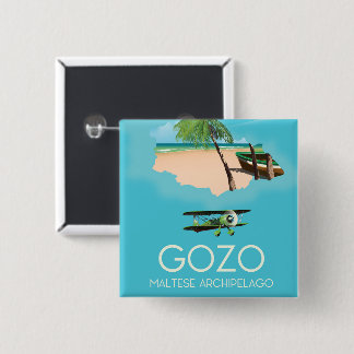 Gozo , Maltese archipelago Map Travel poster. 2 Inch Square Button