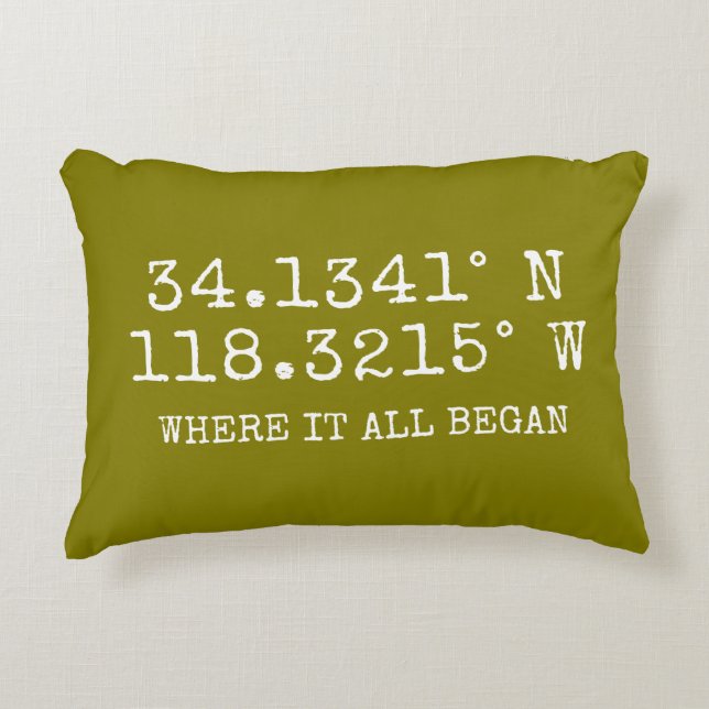 GPS Coordinates and Photo Personalized Accent Pillow (Front)