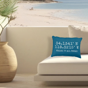 GPS Coordinates and Photo Personalized Accent Pillow