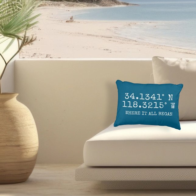 GPS Coordinates and Photo Personalized Accent Pillow (Name with GPS Coordinates and Photo Personalized Accent Pillow by Ricaso. Available in other colors)