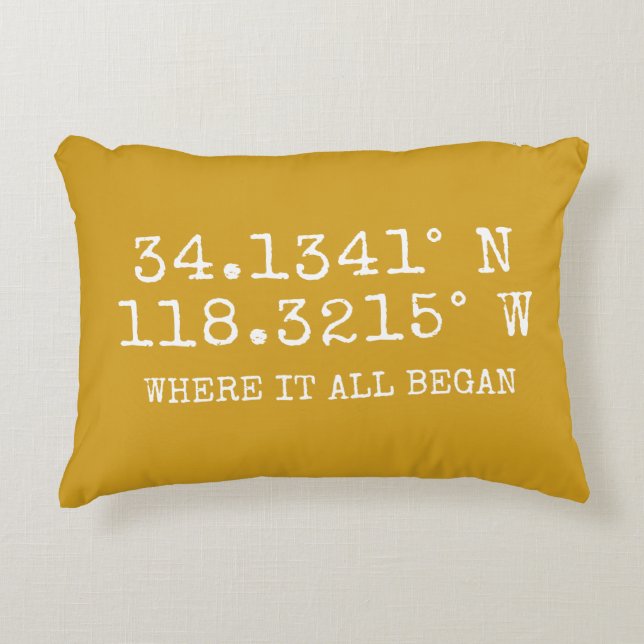 GPS Coordinates and Photo Personalized Accent Pillow (Front)