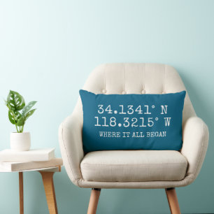  GPS Coordinates and Photo Personalized Lumbar Pillow